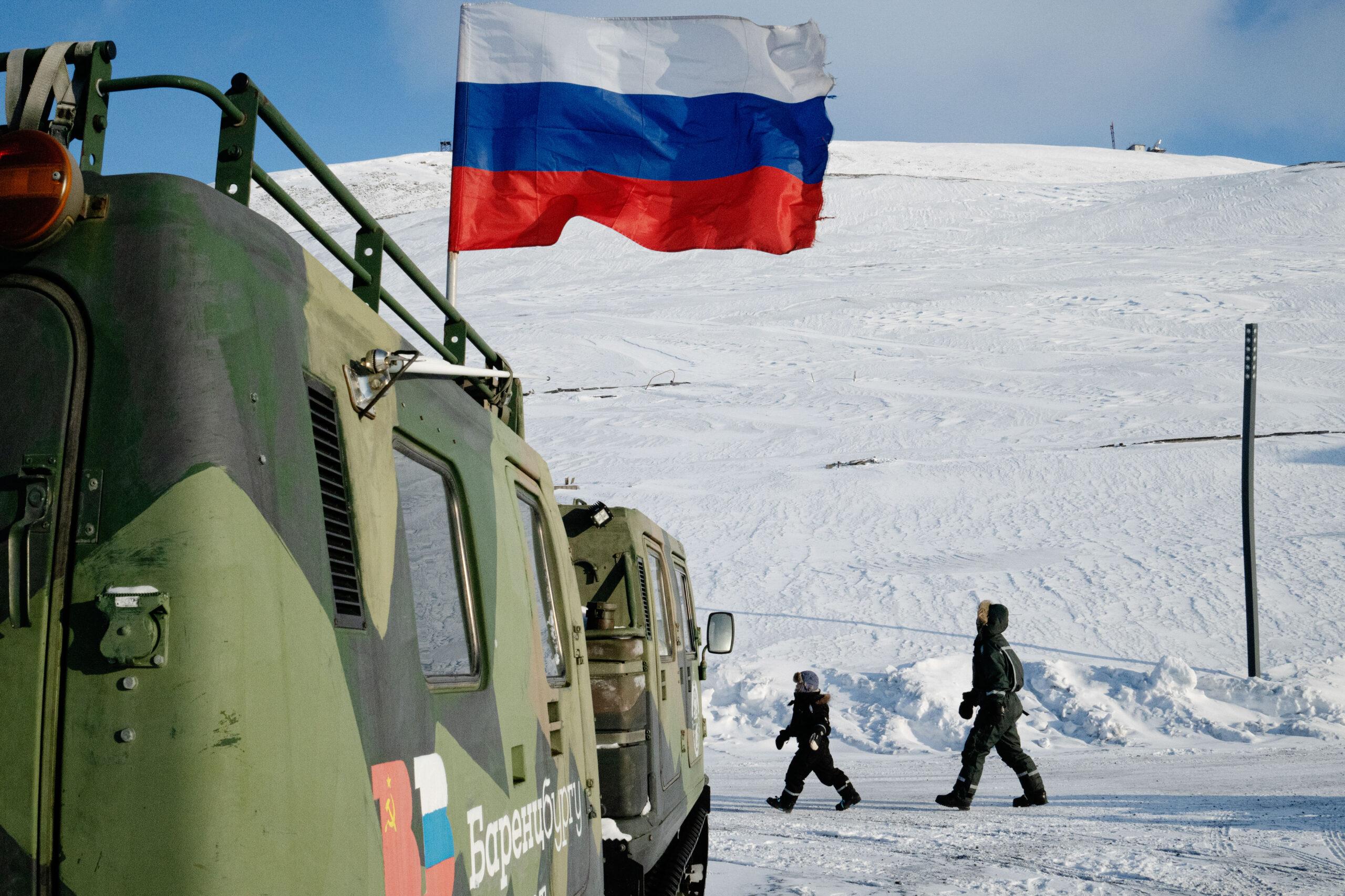A Russian military vehicle is seen in Svalbard, Norway.