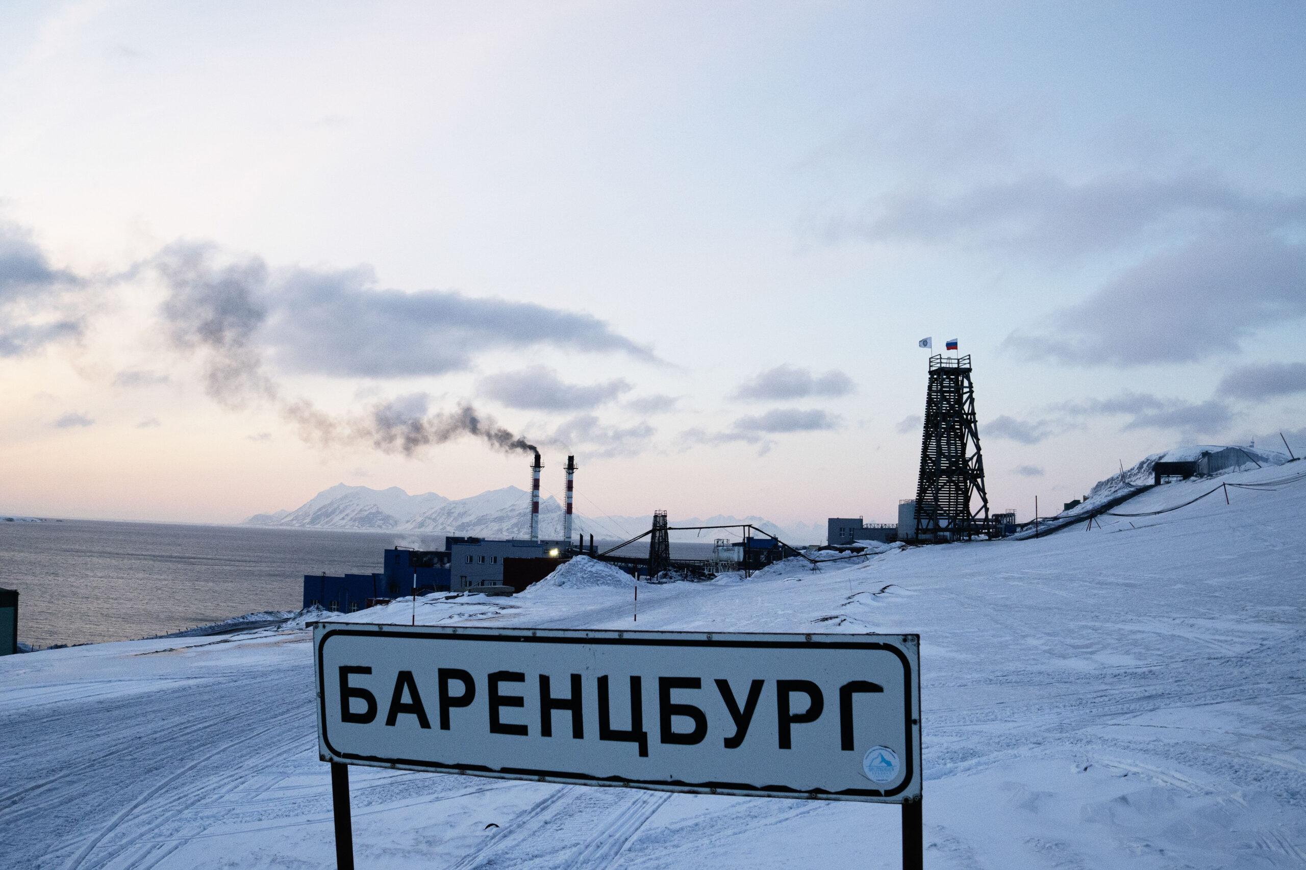 A Russian city sign in Svalbard, Norway in March 2025.