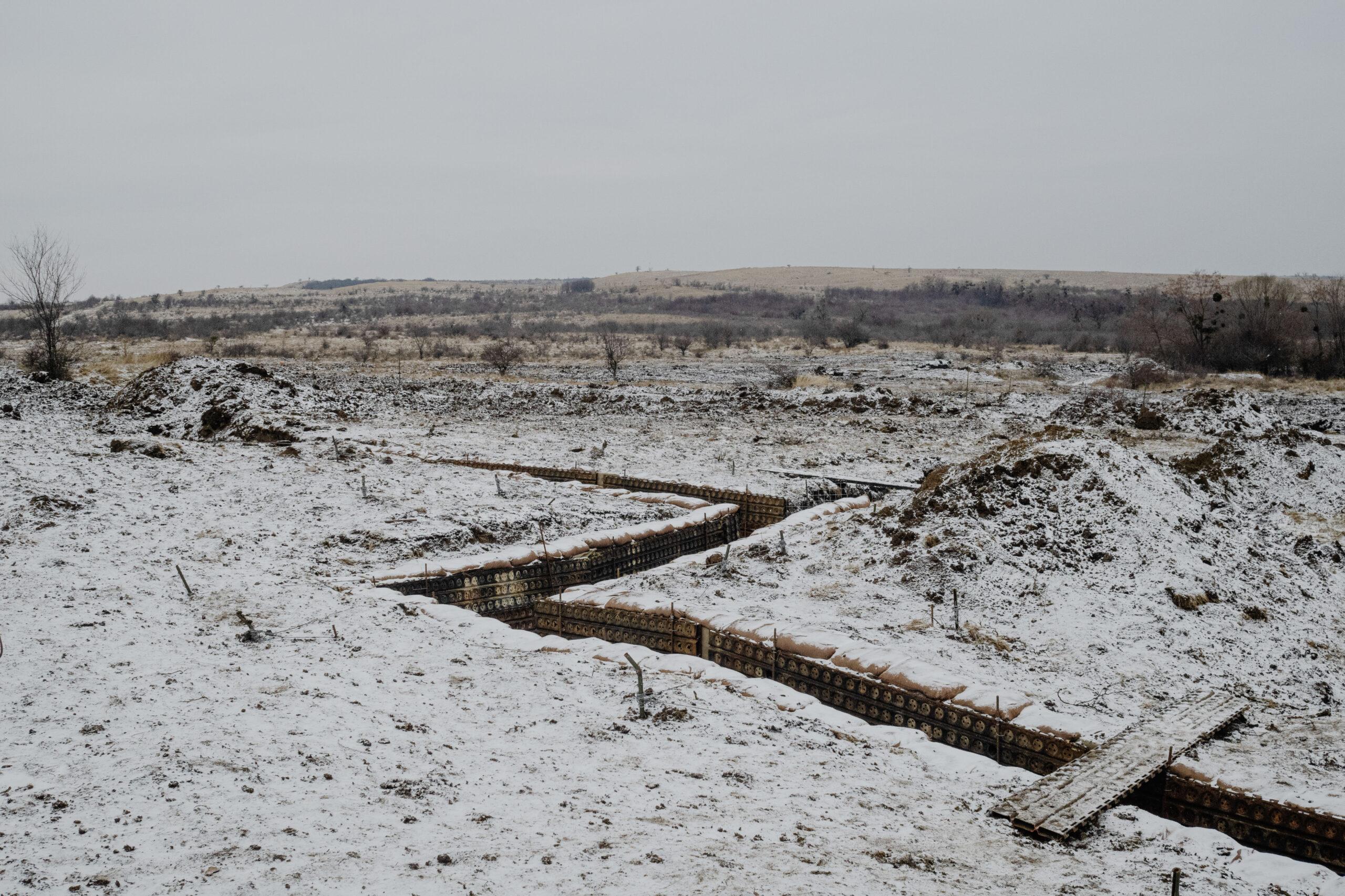 Trenches are seen in Romania.